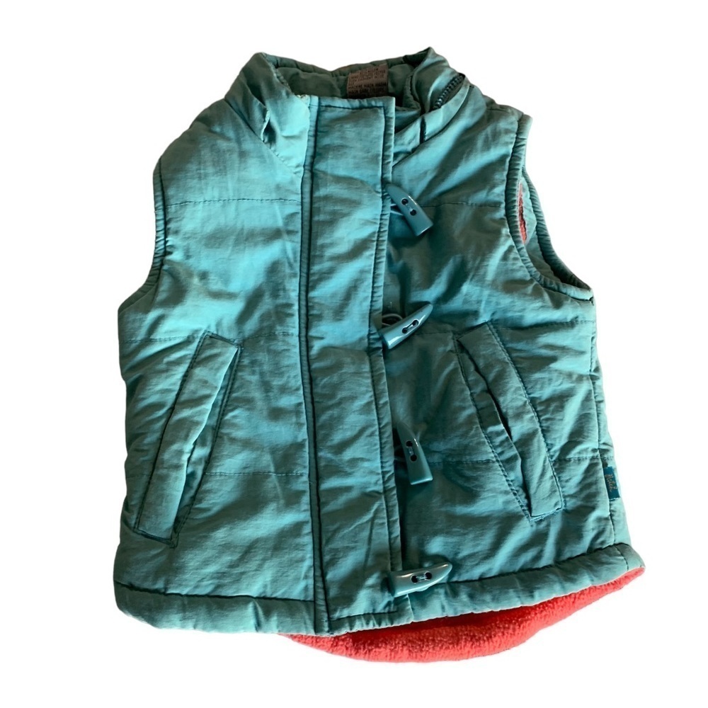 Pumpkin Patch girls size 4 turquoise puffer vest lined with pink fleece
